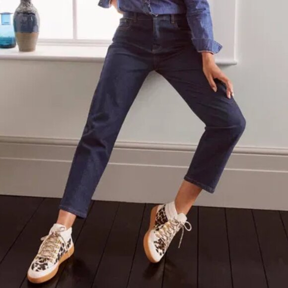 NEW NWOT! BODEN DENIM BARREL LEG JEANS HIGH RISE ANKLE CROPPED STRETCH sz US 12R - Picture 1 of 6